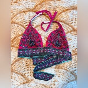 Victoria's Secret Pink and Green Patterned Bikini Set Size Small